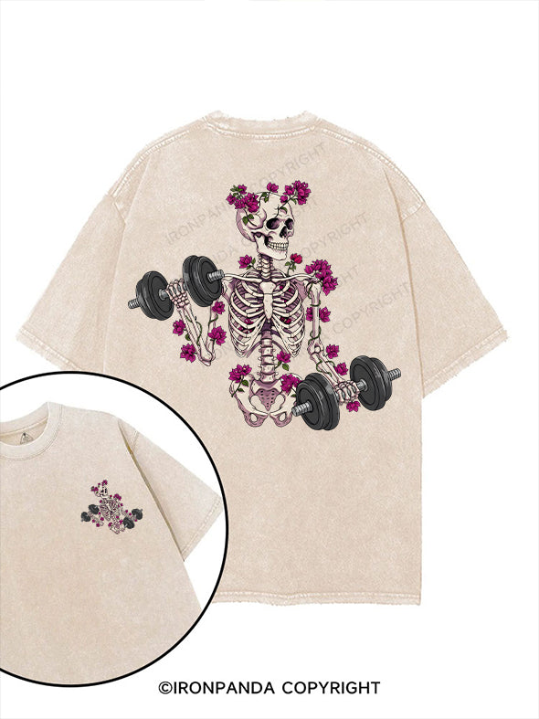 pink skull printed Gym Shirt