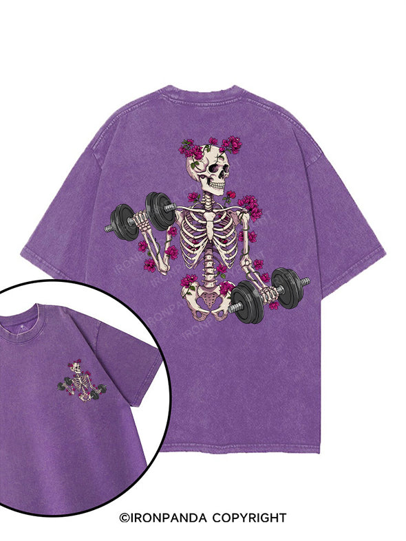 pink skull printed Gym Shirt