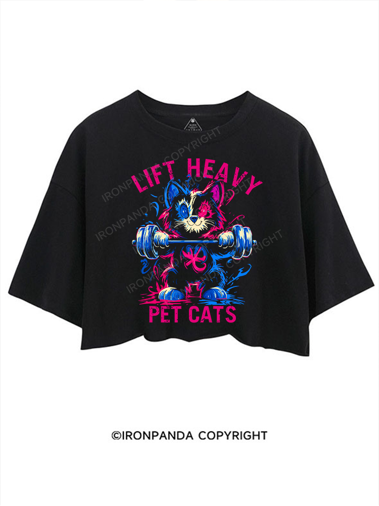 LIFT HEAVY PET CAT CROP TOPS
