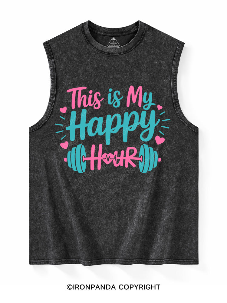 This Is My Happy Hour Washed Tank