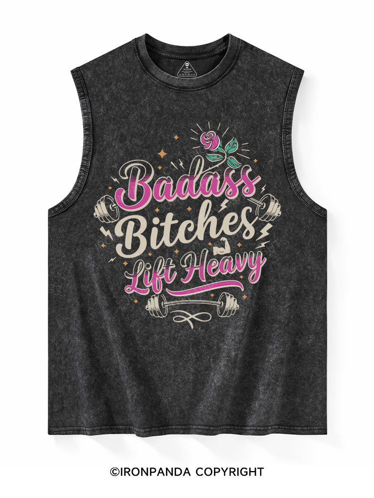 Badass Bitches Lift Heavy Washed Tank