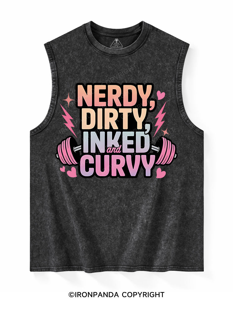 NERDY, DIRTY, INKED AND CURVY Washed Tank
