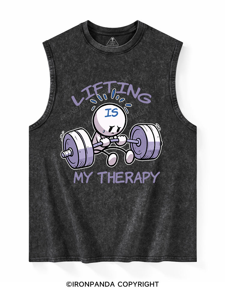 LIFTING IS MY THERAPY Washed Tank