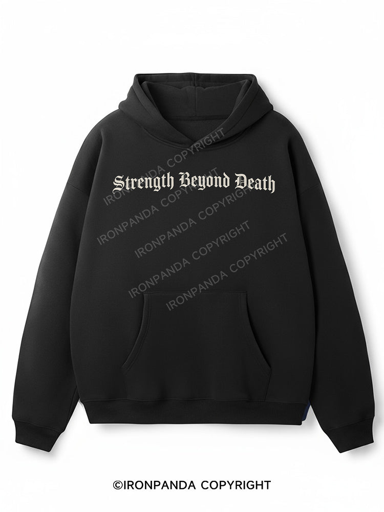 STRENGTH BEYOND DEATH Premium Fleece Gym Hoodie