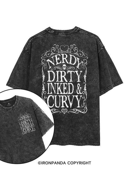 Nerdy, Dirty, Inked & Curvy printed Gym Shirt
