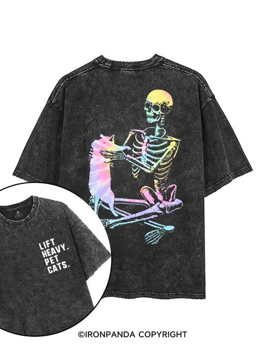 LIFT HEAVY. PET CATS  printed Gym Shirt