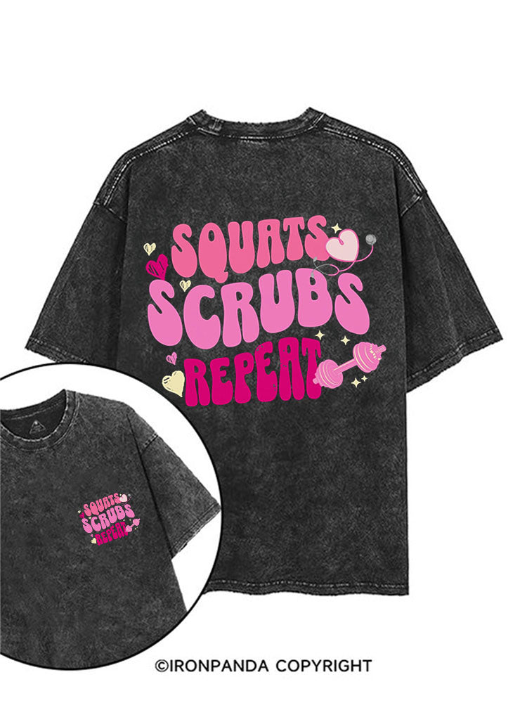 SQUATS SCRUBS REPEAT GYM printed Gym Shirt
