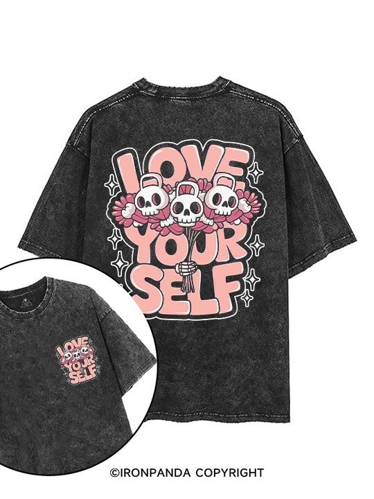 Love Yourself printed Gym Shirt