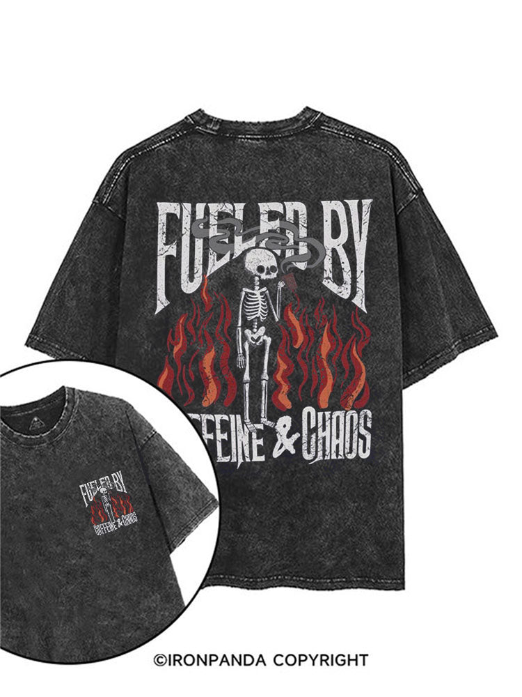 FUELED BY CAFFEINE & CHAOS printed Gym Shirt
