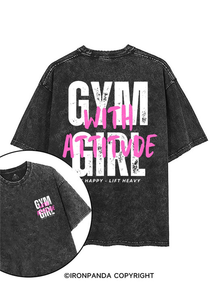 GYM GIRL WITH ATTITUDE printed Gym Shirt
