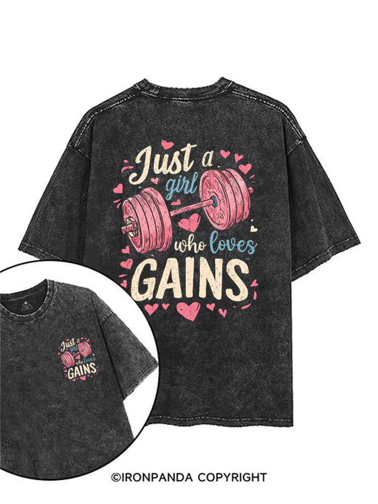 Just a girl who loves gains printed Gym Shirt