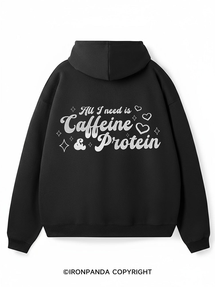 All I need is caffeine & protein Premium Fleece Gym Hoodie