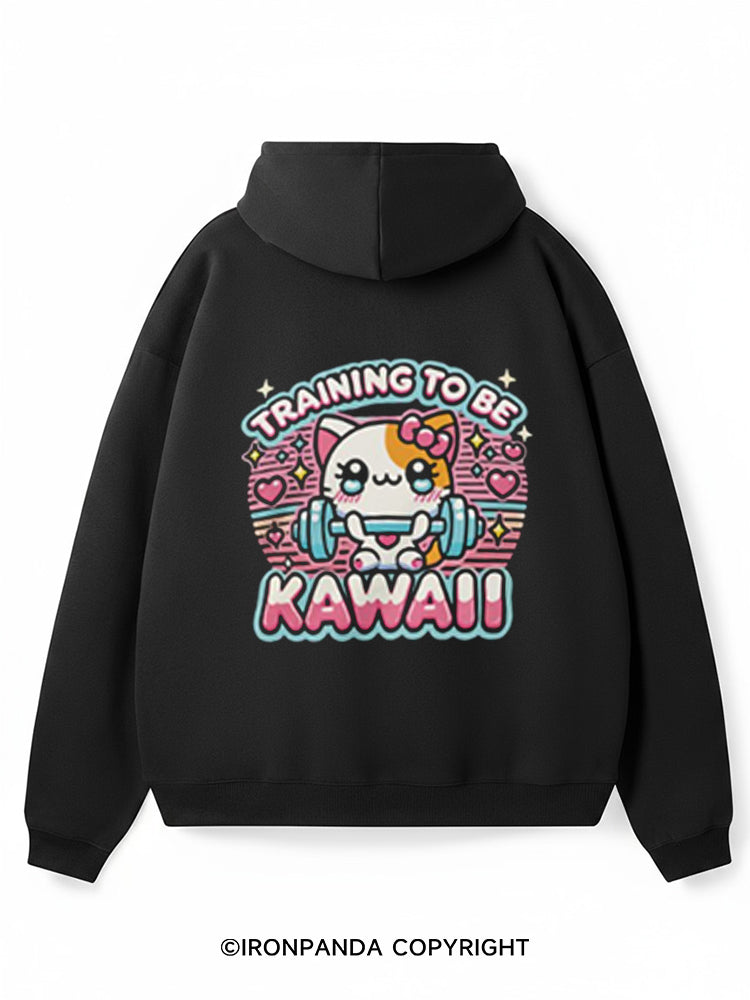 TRAINING TO BE KAWAII Premium Fleece Gym Hoodie