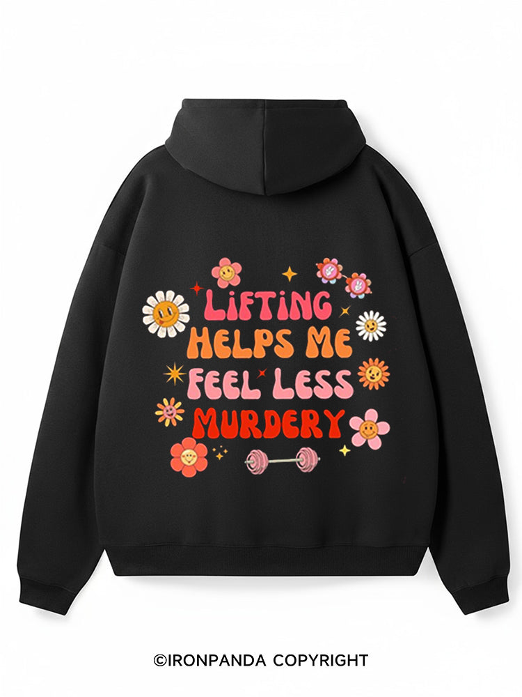 Lifting Helps Me Feel Less Murdery Premium Fleece Gym Hoodie