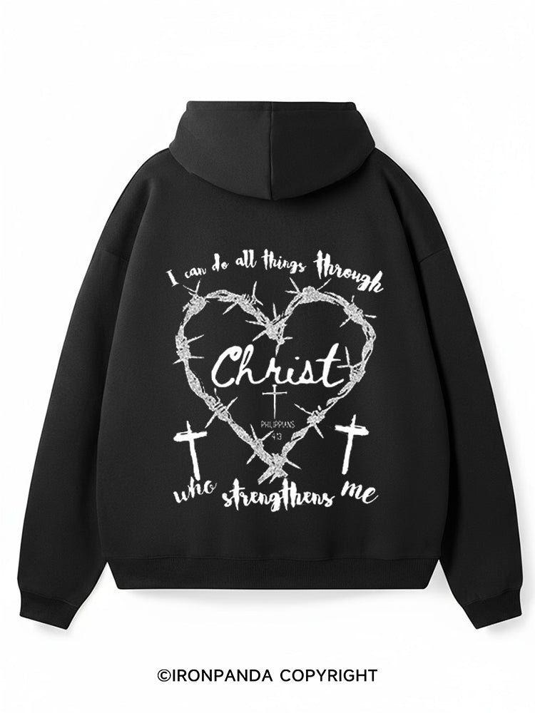 I can do all things through Christ who strengthens me Premium Fleece Gym Hoodie