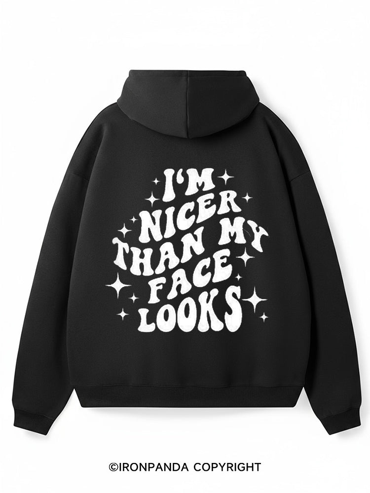 I’m nicer than my face looks Premium Fleece Gym Hoodie
