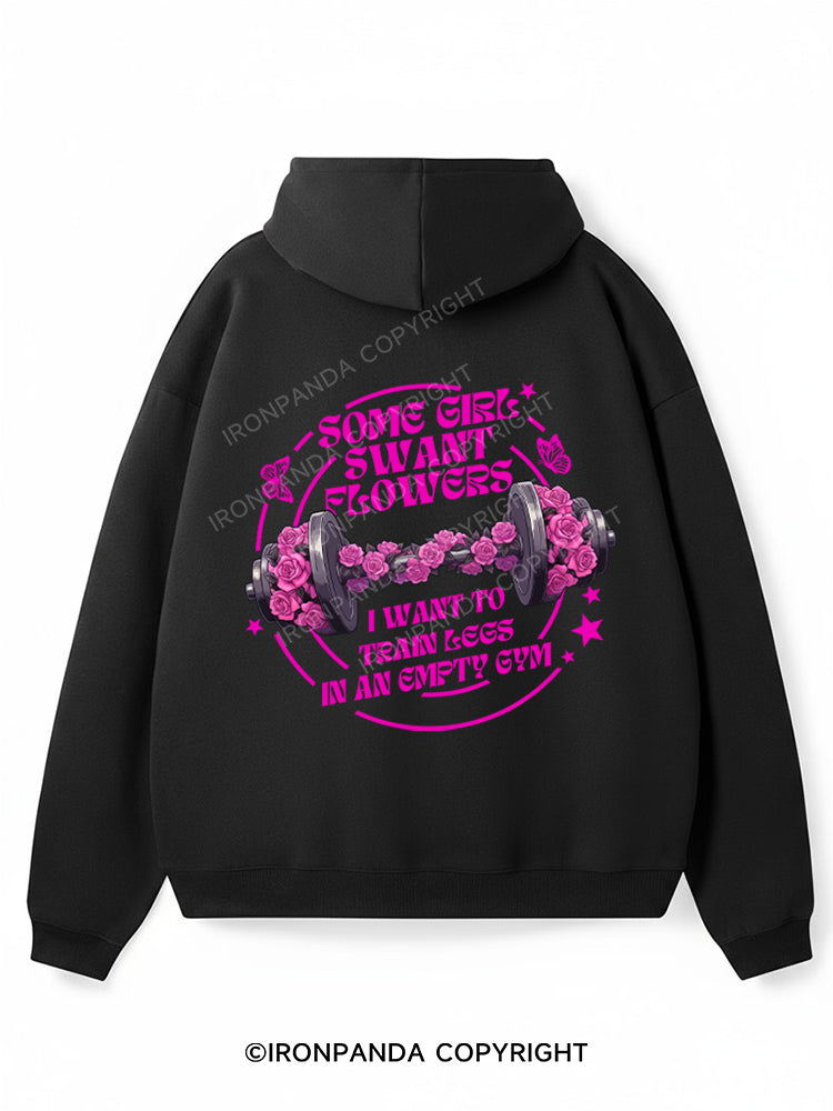 some girl swant flowers i want to train lees in an gmpty gym Premium Fleece Gym Hoodie