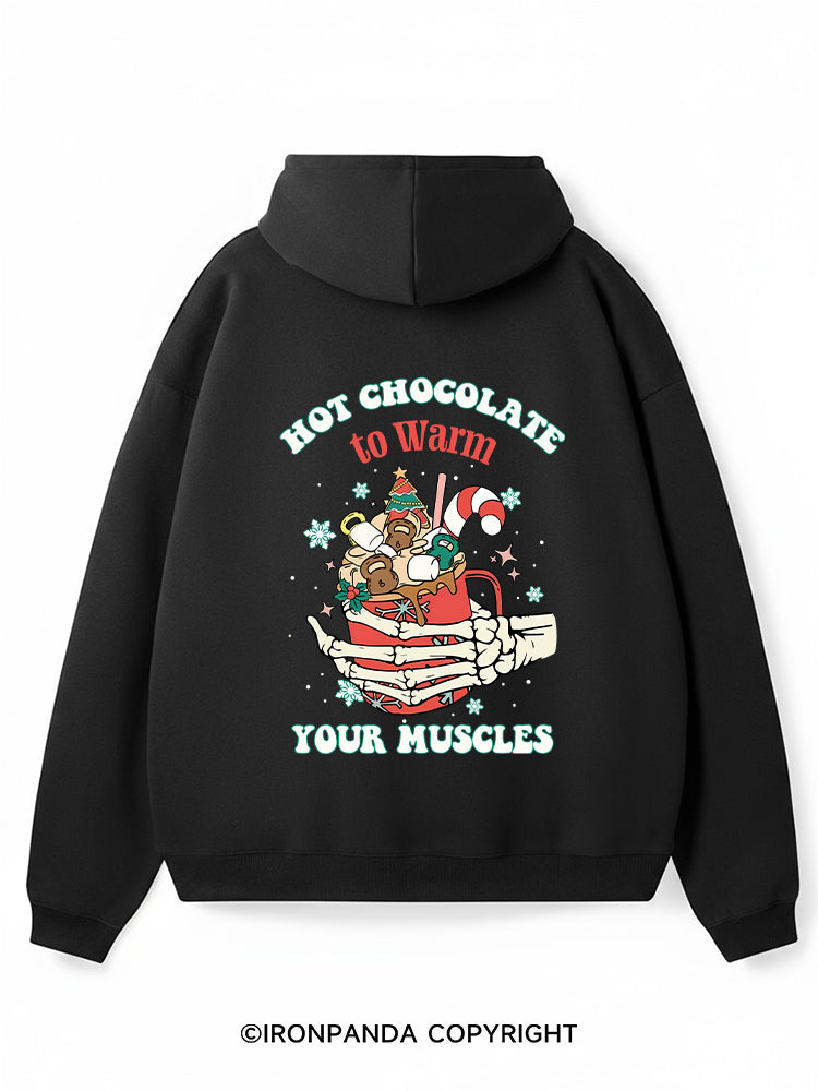 HOT CHOCOLATE TO WARM YOUR MUSCLES Premium Fleece Gym Hoodie