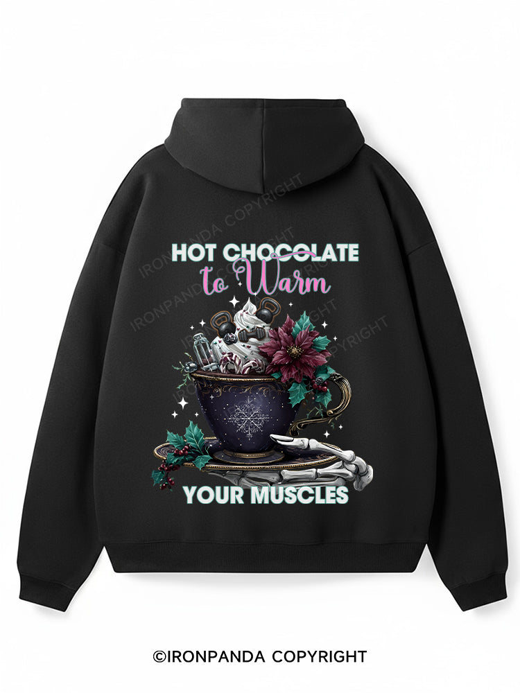 HOT CHOCOLATE YOUR MUSCLES Premium Fleece Gym Hoodie