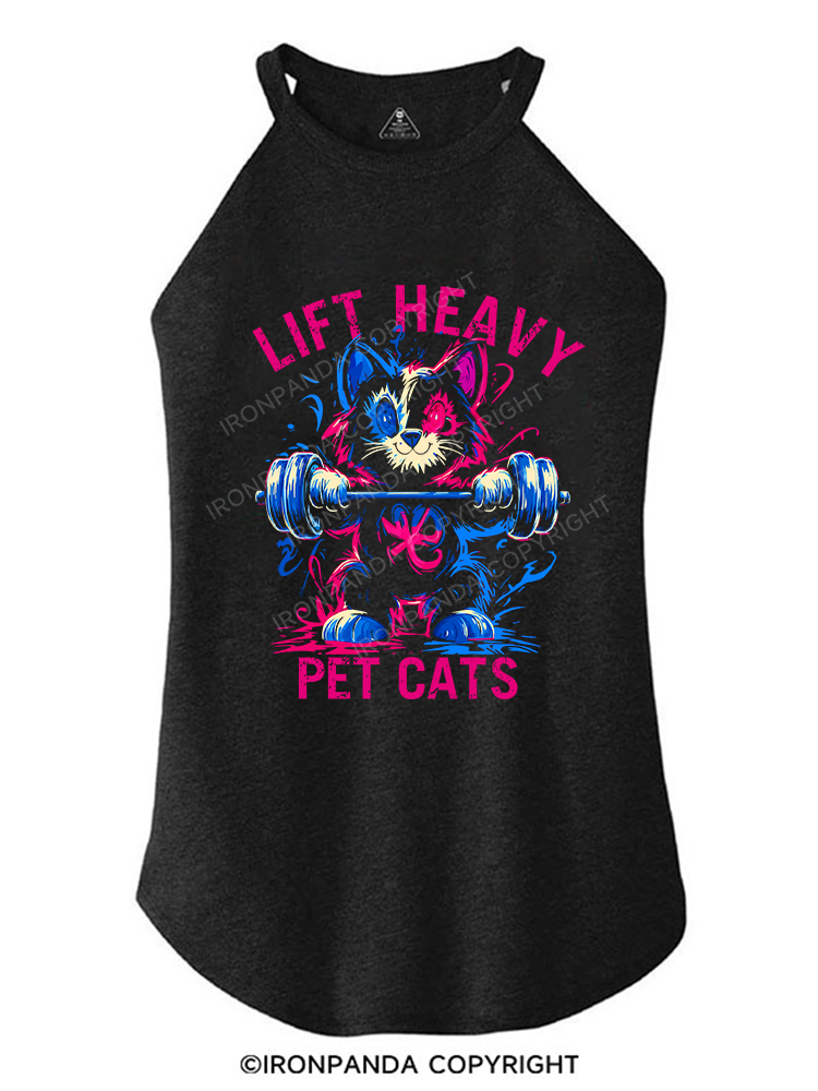 LIFT HEAVY PET CAT TRI ROCKER COTTON TANK