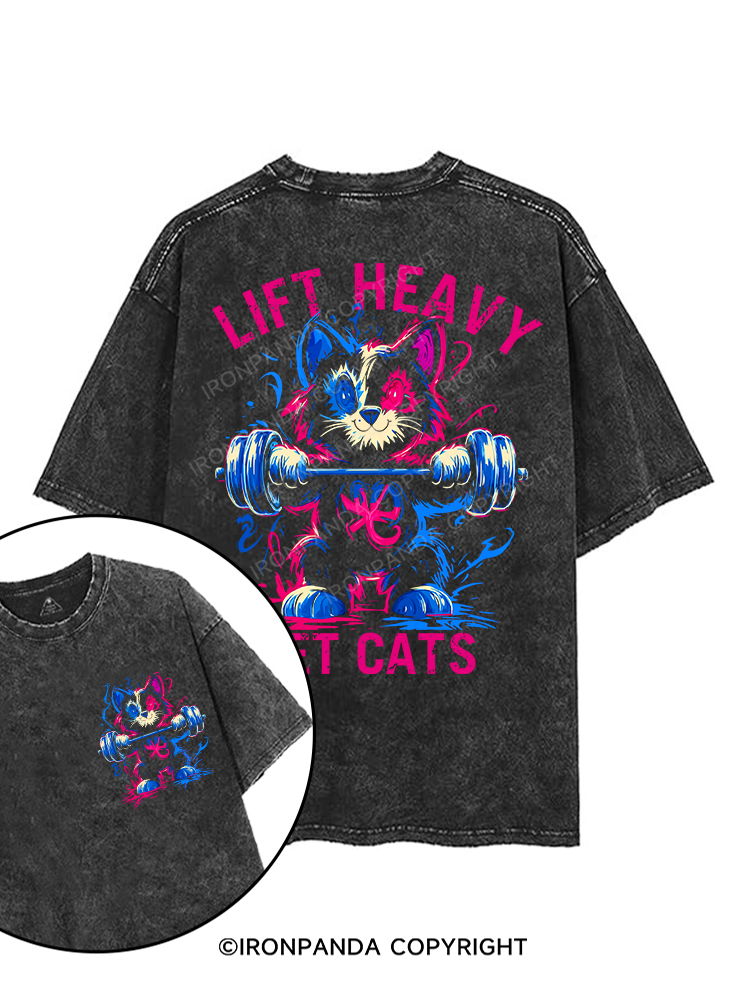 LIFT HEAVY PET CAT printed Gym Shirt