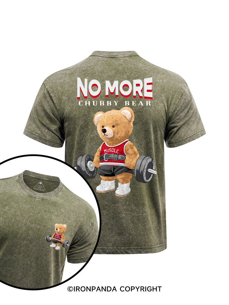 Exercise Bear  printed Washed Gym Shirt