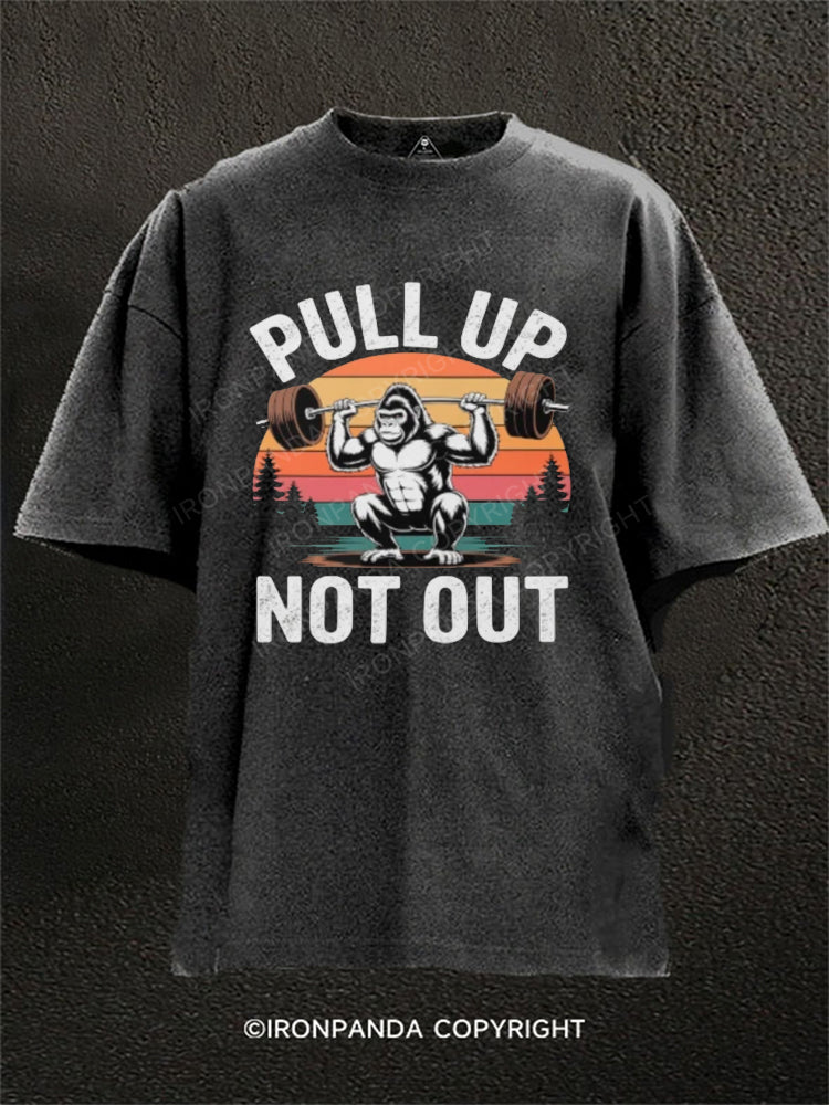 Funny Bigfoot Pull Up Not Out Fitness Washed Gym Shirt