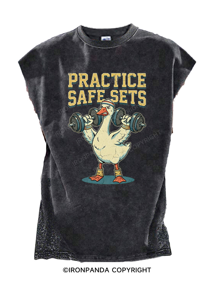 Funny Goose Gym Practice Safe Sets Workout Cut Off Tank