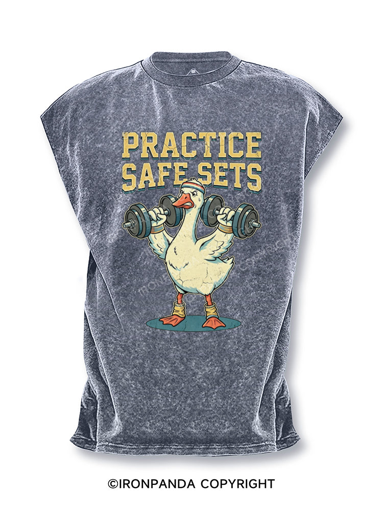 Funny Goose Gym Practice Safe Sets Workout Cut Off Tank