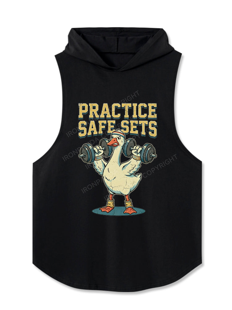 Funny Goose Gym Practice Safe Sets Workout Hooded Tank