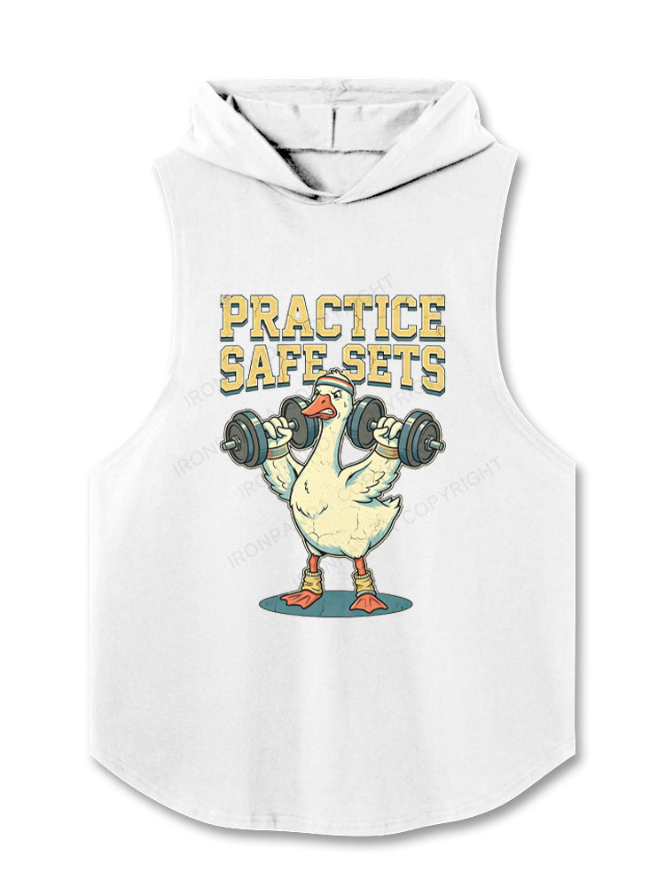 Funny Goose Gym Practice Safe Sets Workout Hooded Tank
