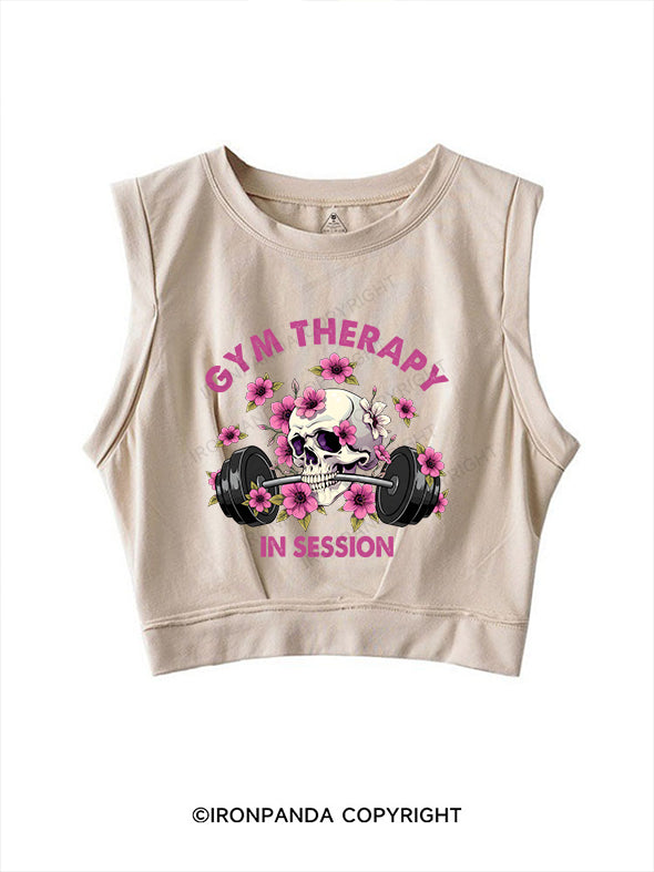 GYM THERAPY IN SESSION SLEEVELESS CROP TOPS