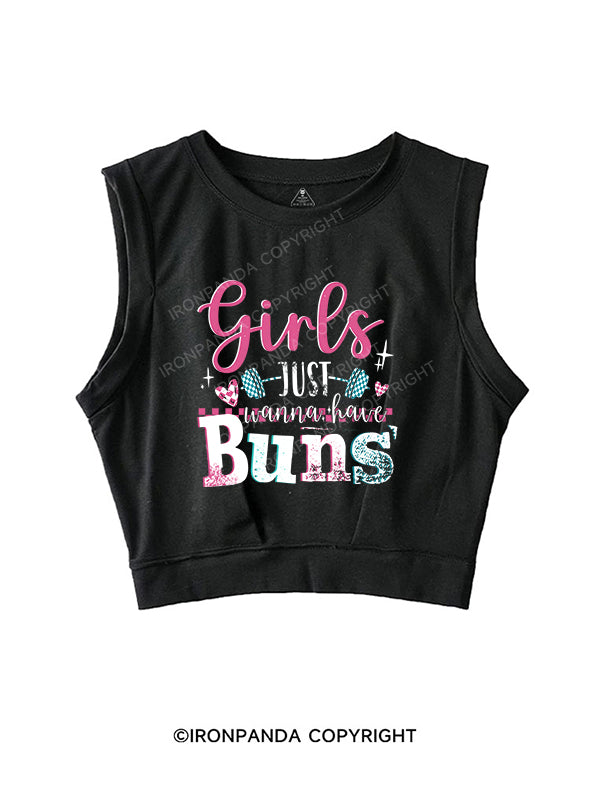 Girls just wanna have buns SLEEVELESS CROP TOPS