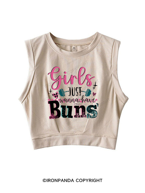 Girls just wanna have buns SLEEVELESS CROP TOPS