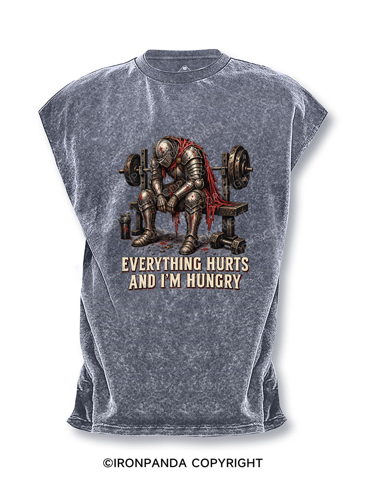 Everything Hurts And Im Hungry Funny Gym Knight Cut Off Tank