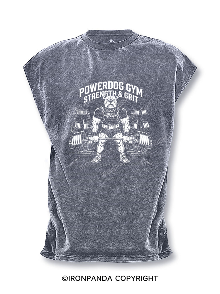 Powerdog Gym Strength and Grit Bulldog Lifting Cut Off Tank