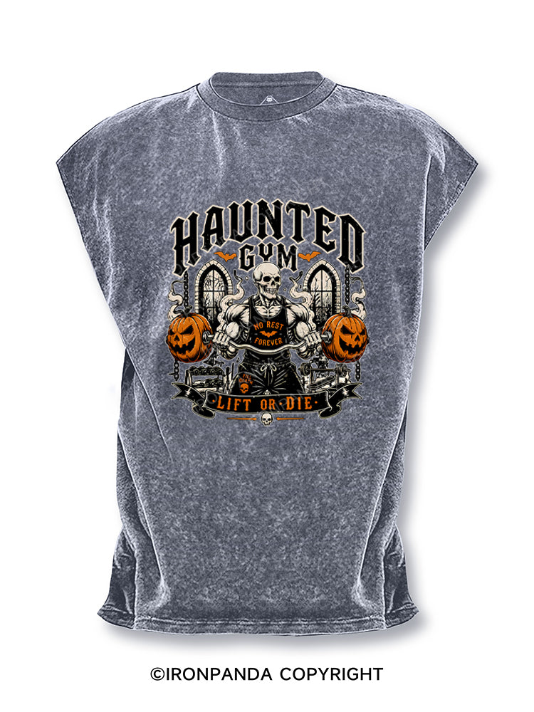 Haunted Gym Halloween Workout Skeleton Pumpkins Cut Off Tank