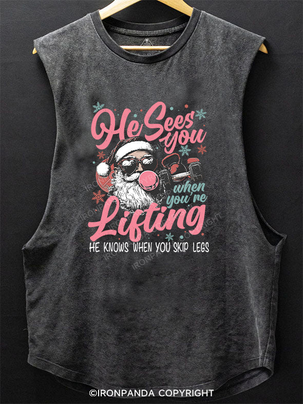 He sees you when you’re lifting Scoop Bottom Cotton Tank