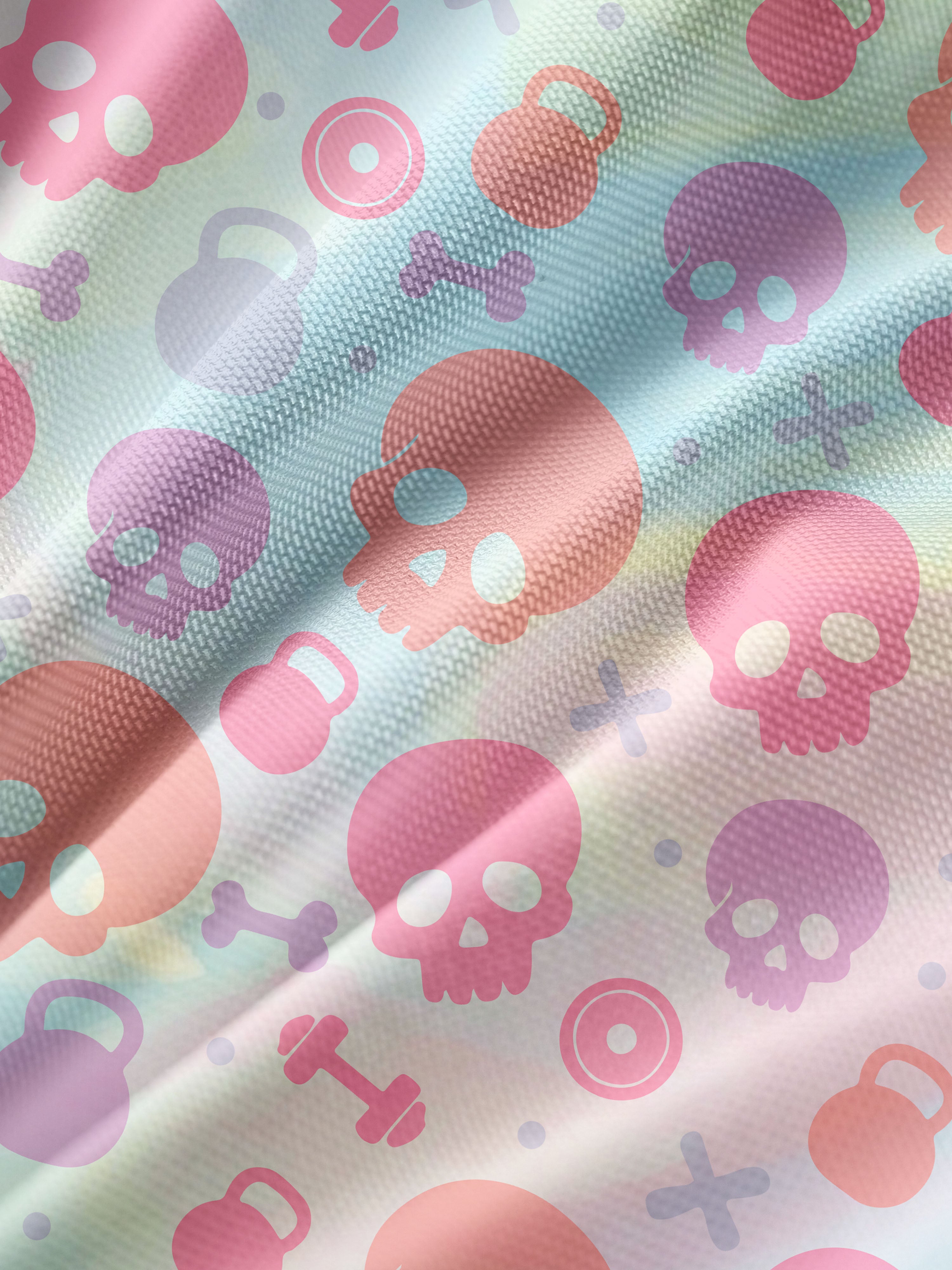 Pastel Skull Fitness Mesh Long Sleeve Top