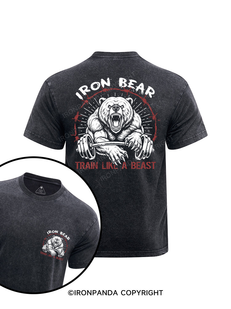 Iron Bear  printed Washed Gym Shirt
