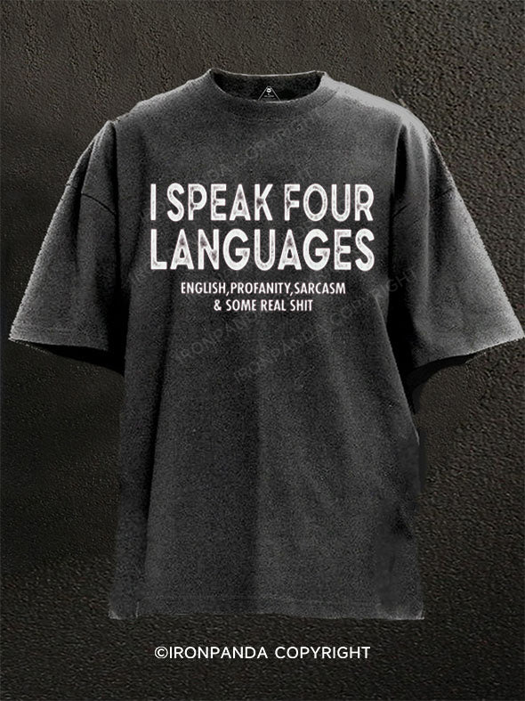 I Speak Four Languages Washed Gym Shirt
