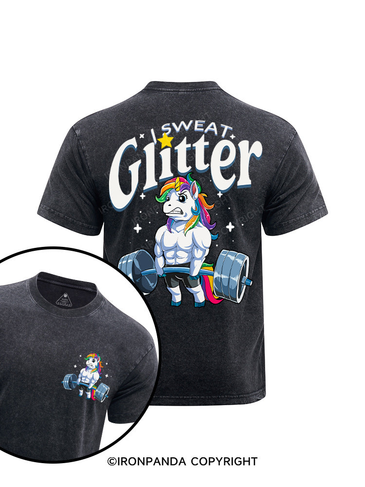 I Sweat Glitter  printed Washed Gym Shirt