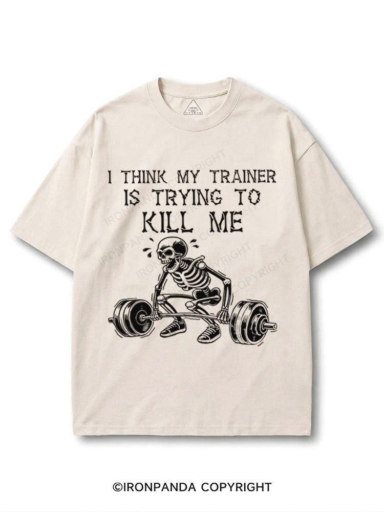 I Think My Trainer Is Trying To Kill Me Skeleton COTTON PUMP COVER
