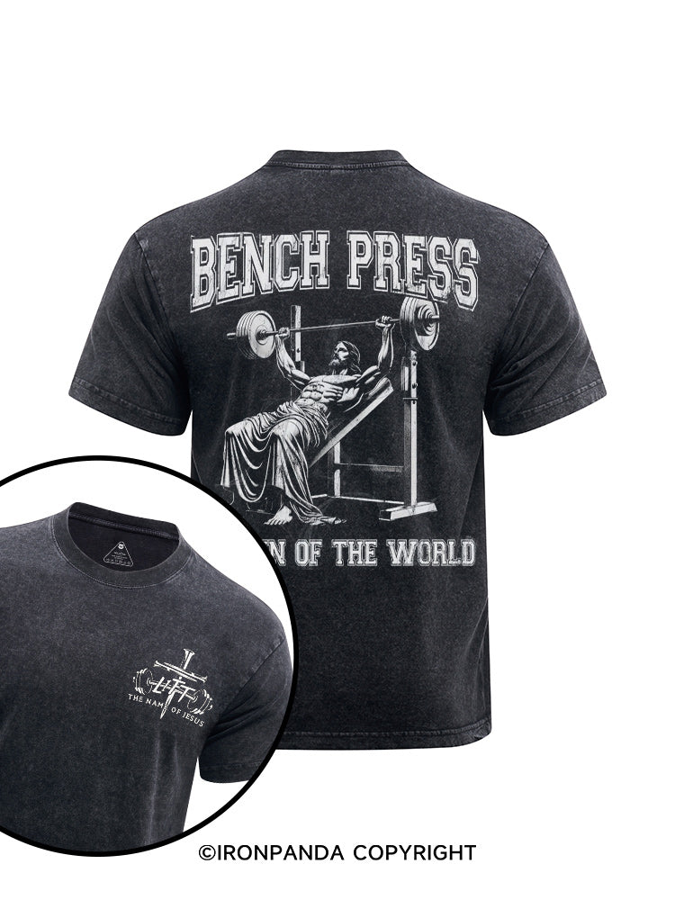Jesus Lift Weights printed Washed Gym Shirt