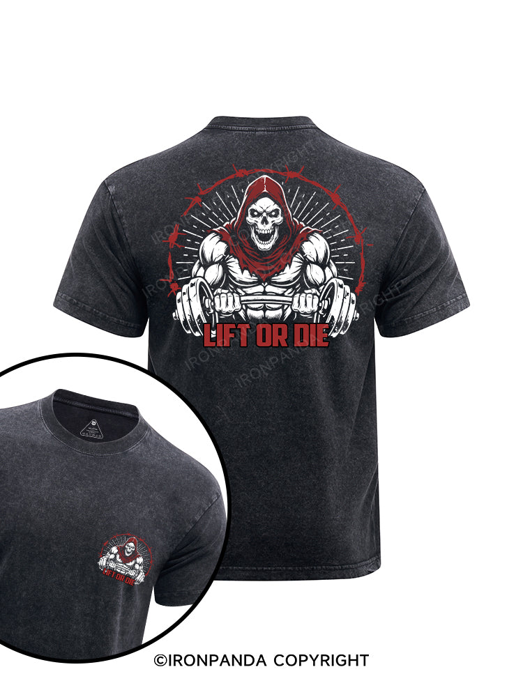 Lift Or Die printed Washed Gym Shirt