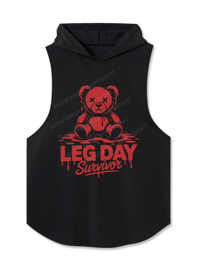 Leg Day Survivor Washed Hooded Tank