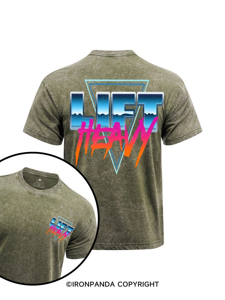 Lift Heavy printed Washed Gym Shirt