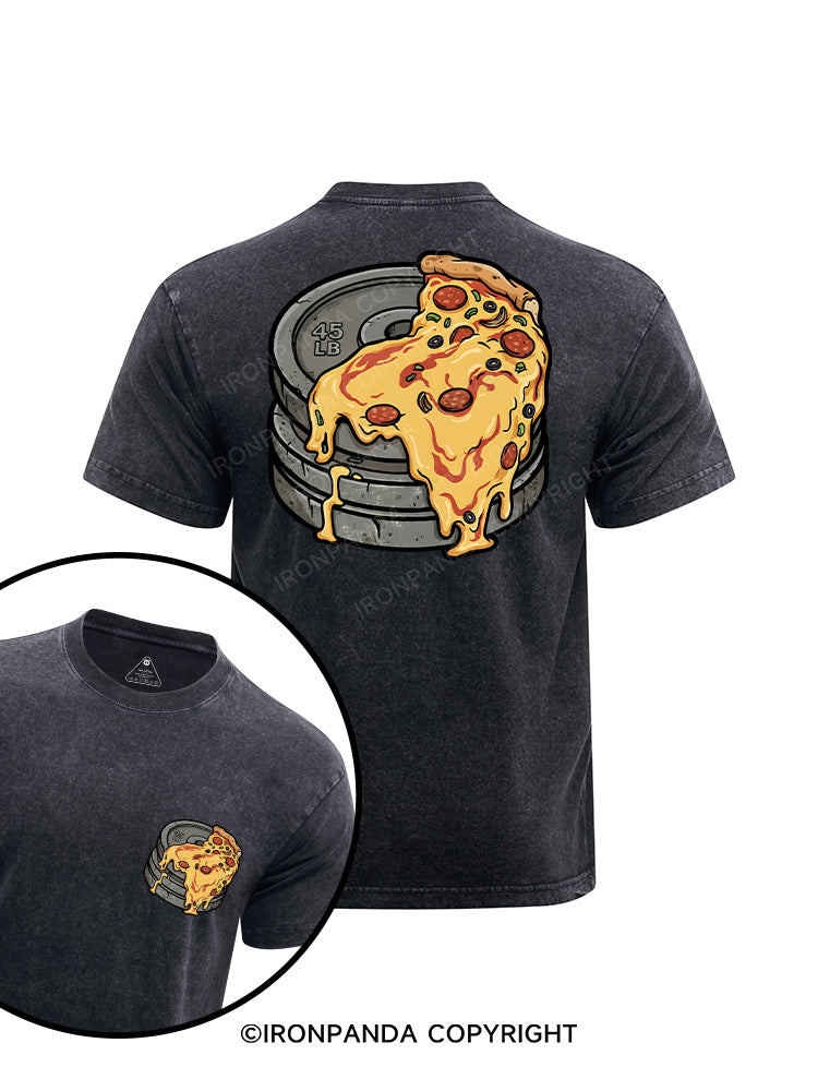 Lift Heavy Eat Pizza printed Washed Gym Shirt