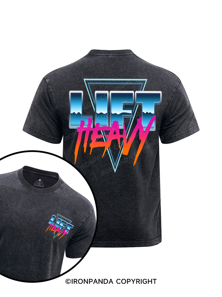 Lift Heavy printed Washed Gym Shirt