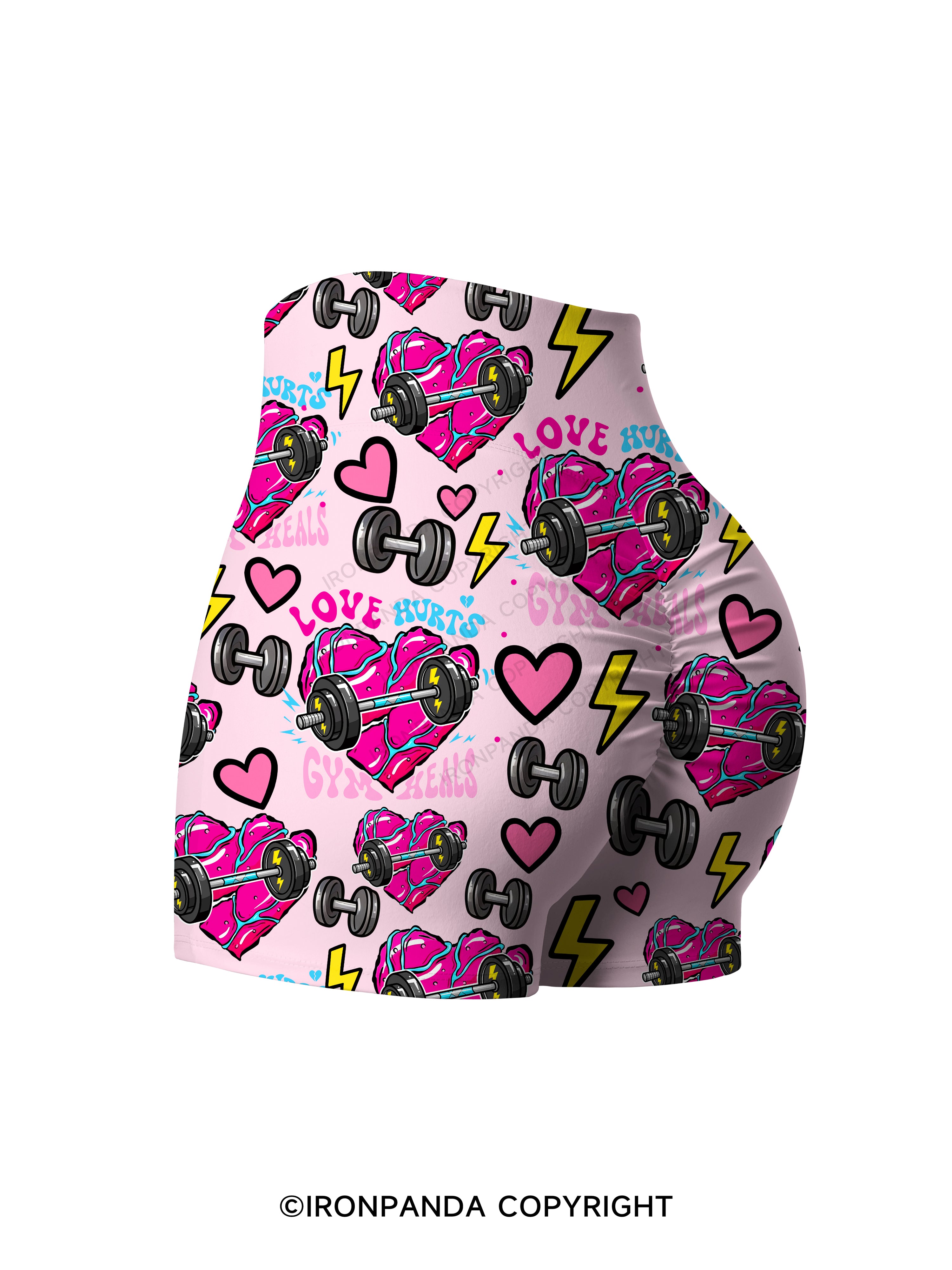 Love hurts, gym heals Printed Yoga Shorts